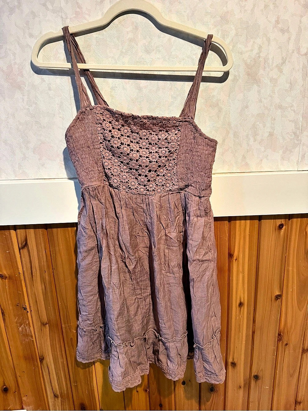 Blue Bird Floral Lace Mini Dress/tunic Purple Size Large